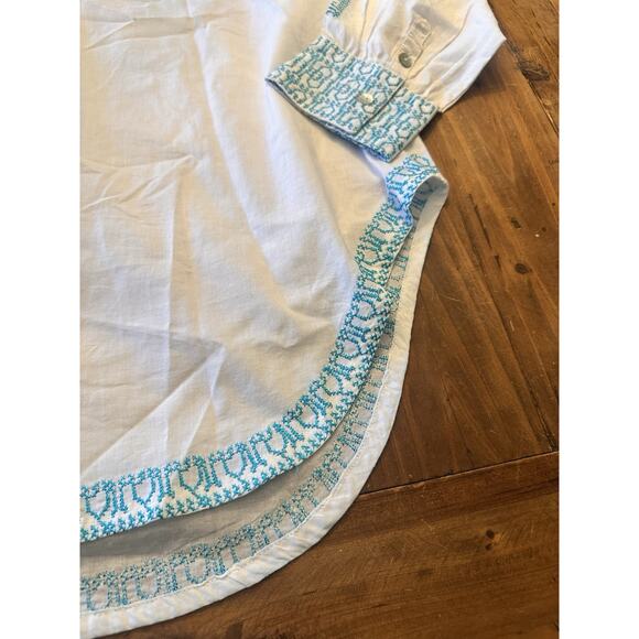 Gretchen Scott Tunic Top Size Small Embroidered Blouse Shirt Coastal Boho - Picture 7 of 16